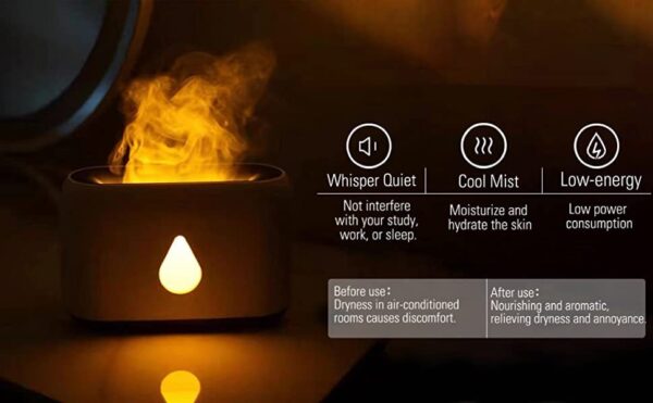 Two-color Aroma Diffuser Home Office Desk Surface Panel 3D Flame Humidifier - Image 5