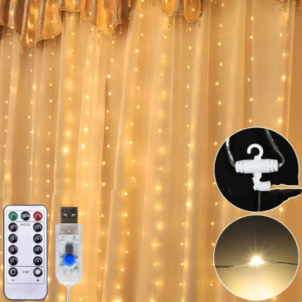 Sound Control Christmas Decoration Light String USB Remote Control Curtain - Image 4