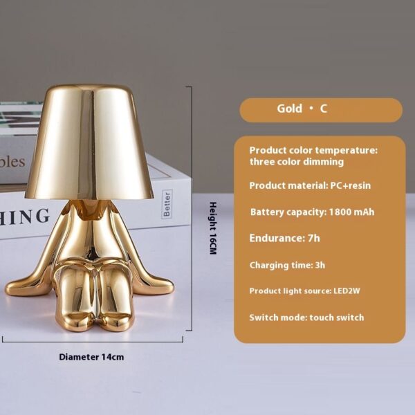 Creative Small Gold Statue Ambience Light Creative Decoration Thinker Night Light - Image 2