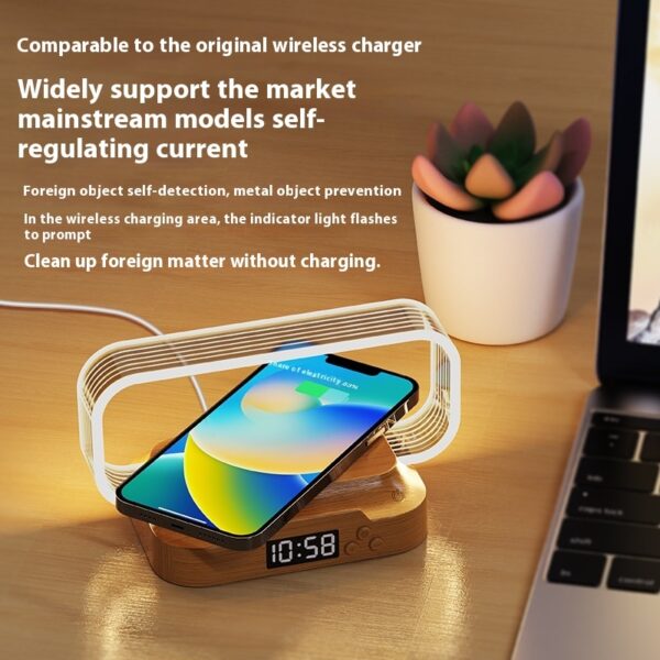 Multifunctional Lamp Clock Usb Night Light Mobile Phone Wireless Fast Charge - Image 6