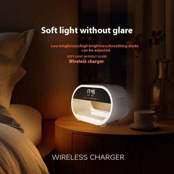 Small Night Lamp Multi-purpose Alarm Clock Wireless Charger - Image 2