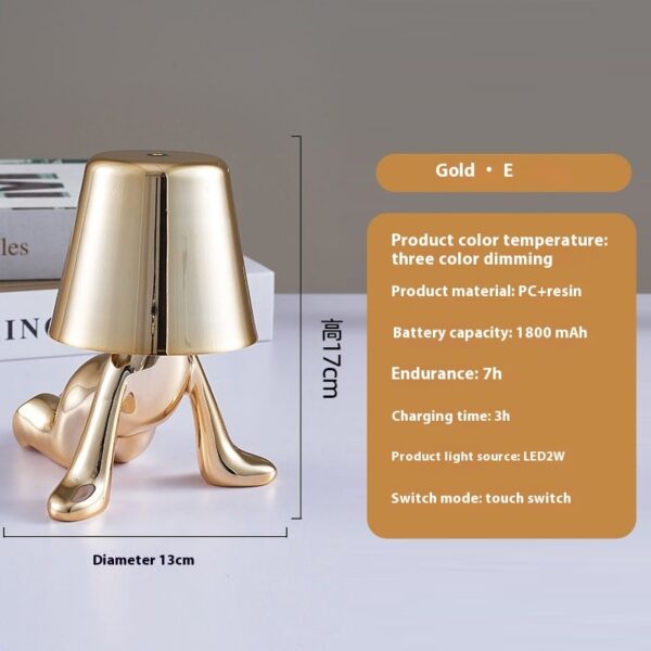 Creative Small Gold Statue Ambience Light Creative Decoration Thinker Night Light - Image 10