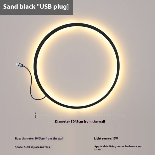 Bedroom Ring Bedside Lamp Minimalist Wall Lamp - Image 4