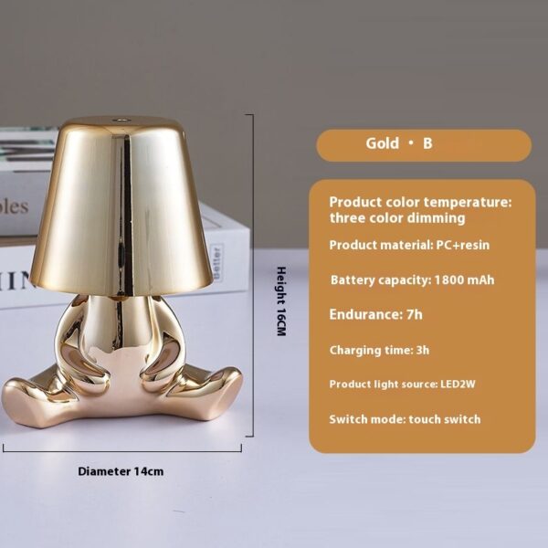 Creative Small Gold Statue Ambience Light Creative Decoration Thinker Night Light - Image 5