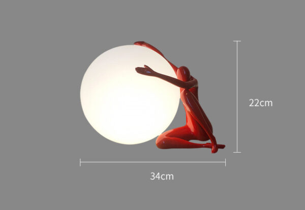 Creative Personality Bedside Lamp Round Ball Net Red Humanoid Sculpture Moon Table Lamp - Image 4